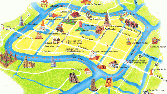 Plan de la ville Ayutthaya